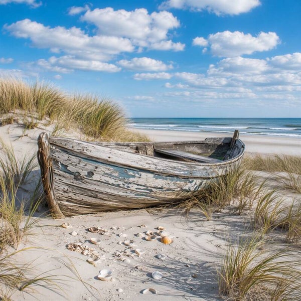 De Verweerde Strandboot – strandlandschap met oude houten boot en duinen
