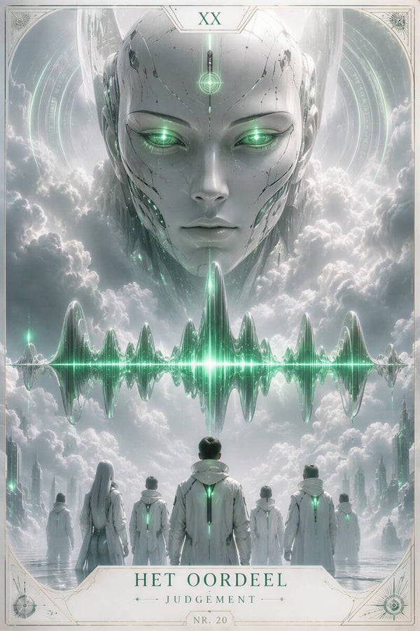 Mystic Tarot – Het Oordeel – futuristische tarotkaart schilderij
