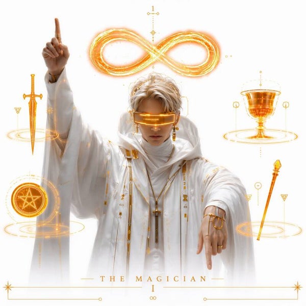 Mystic Tarot – The Magician – futuristische magiër tarot schilderij