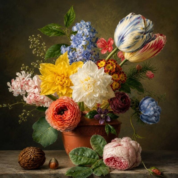 Tijdloze Bloemenpracht – Bloemen schilderij in Oude Meesters stijl