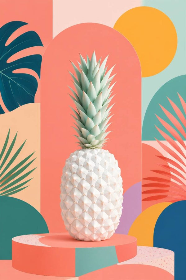 Tropic Pop – kleurrijk ananas schilderij abstract koraal groen geel