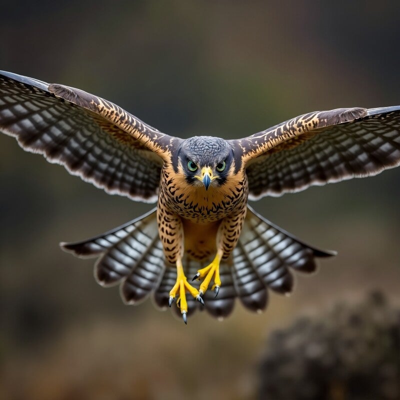 Valk schilderij – krachtige roofvogel in aanvalsvlucht