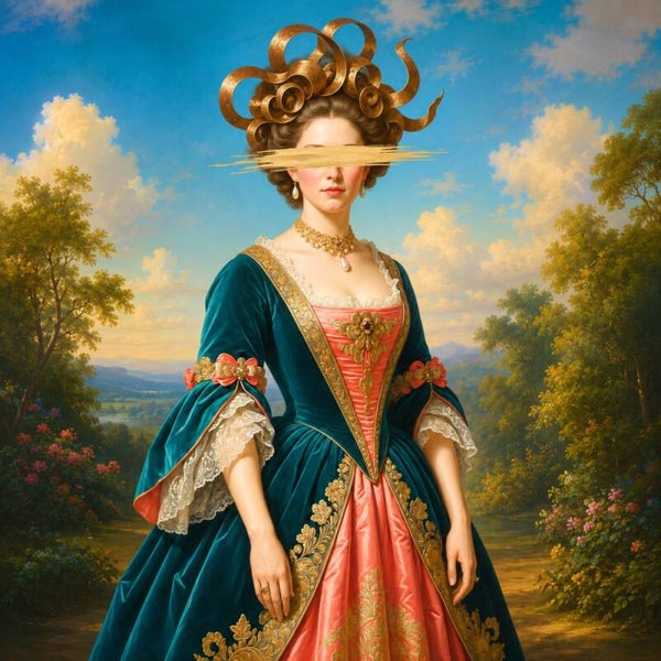 Verborgen Blik – klassiek vrouw schilderij met gouden accenten