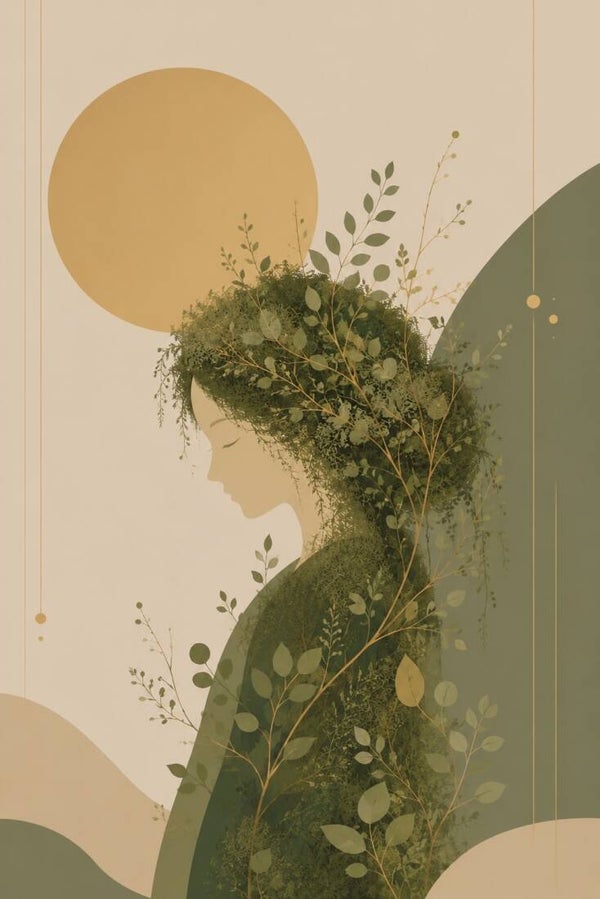 Verdant Harmony – Botanisch schilderij in groen en goud