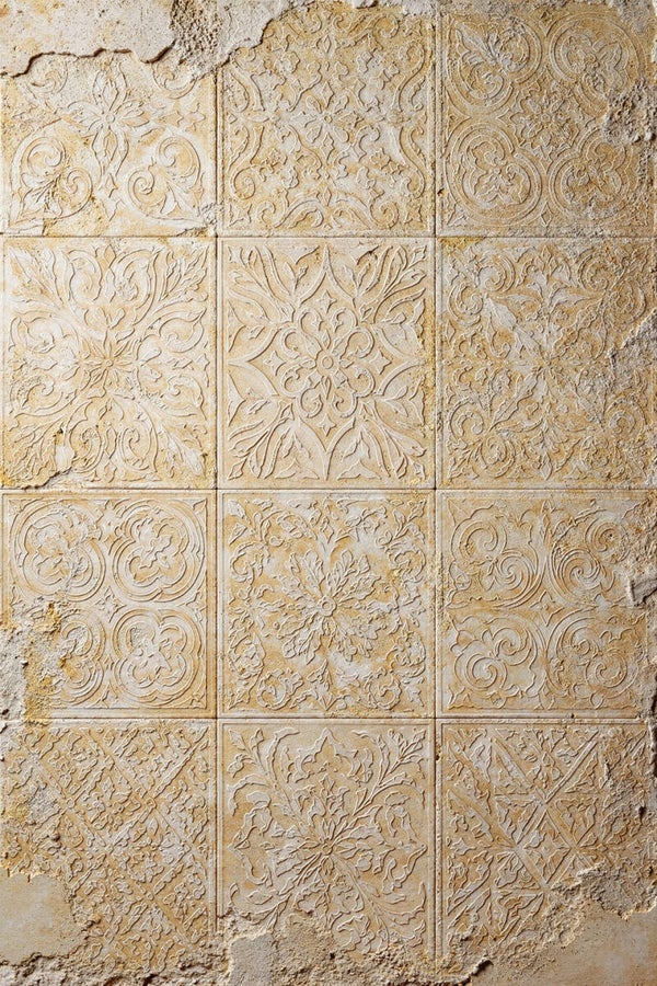 Verweerde Patronen – landelijk boho schilderij met ornament en structuur