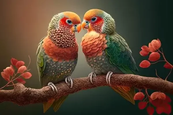 Romantische Vogels/Acrylglas met Alu-Dibond