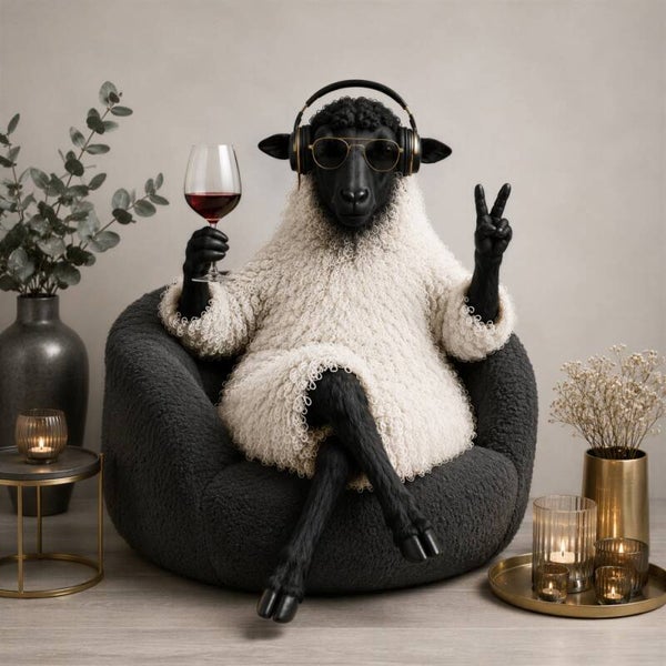 Vrije Avond – schapen schilderij met wijn en muziek