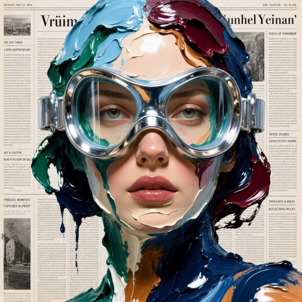 Painted Vision – Vrouw portret in impasto stijl met bril