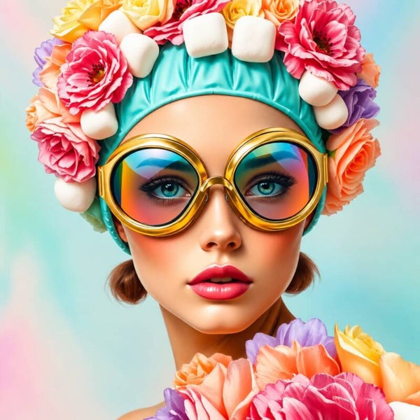 Sugarcap Bloom – vrouw schilderij met marshmallows en bloemen