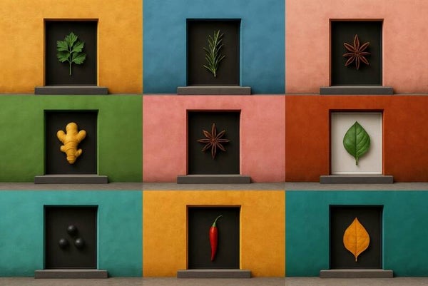 Kruidenkastje kleurenrijk kruiden en specerijen