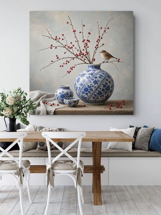 Delftsblauw kunstwerk sfeerafbeelding