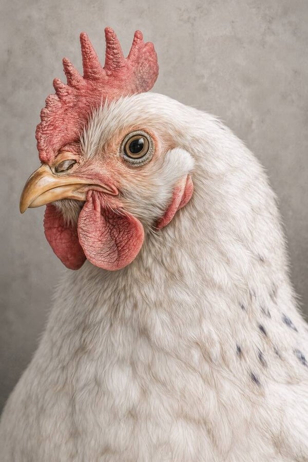 Witte Hen – landelijk dieren schilderij met kip