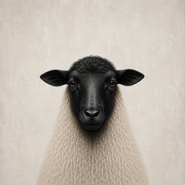 Wolwachter – landelijk schapen schilderij in natuurlijke tinten