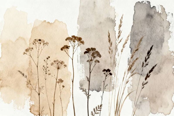 Zandzacht – botanisch schilderij met veldbloemen in neutrale tinten