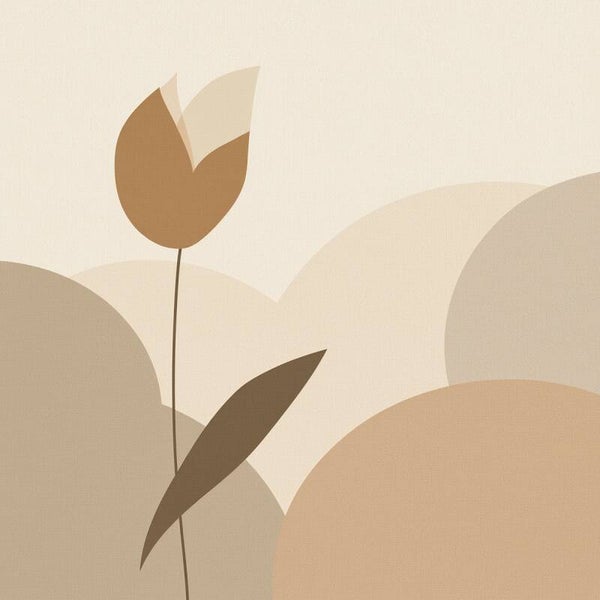 Ziltlijn – Aardebloem, abstract bloem schilderij met linnenstructuur