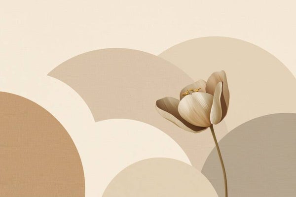 Zonneval – Aardebloem, abstract bloem schilderij met linnenstructuur