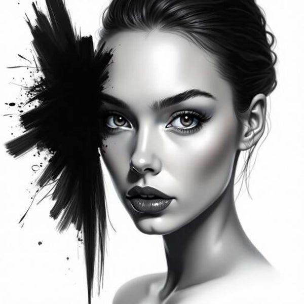 Ink Impact – Zwart-Wit Portret met Expressieve Kracht