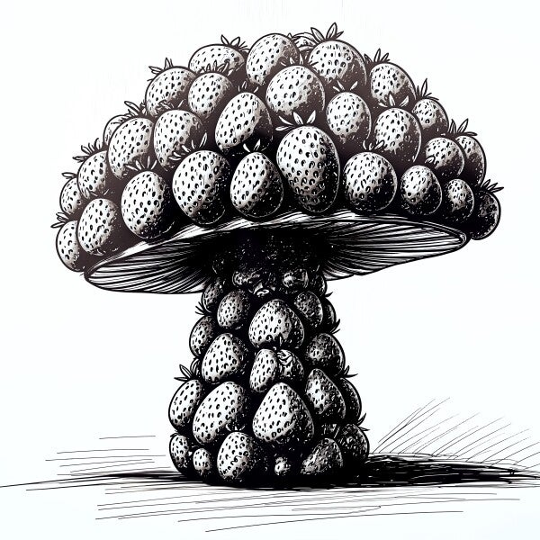 Aardbeipaddenstoel kunstwerk