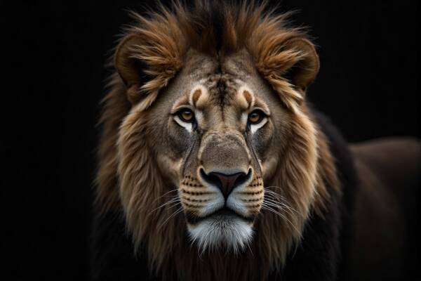 Zwarte Leeuw Portret – Krachtige Wanddecoratie