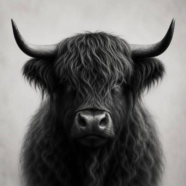 Zwarte Hooglander – modern landelijk Schotse hooglander schilderij