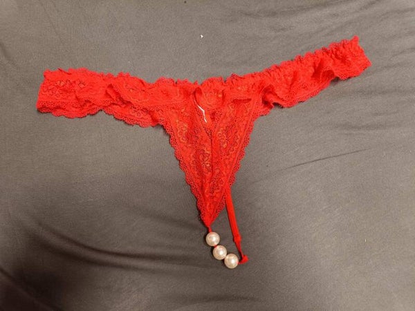 String Rot mit Perlen