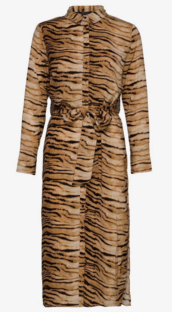RUT & CIRCLE "SOFI SHIRT" TIGER PRINT DRESS