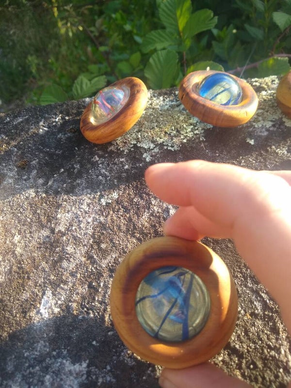 Large Blue Cats-eye Marble Fidget Spinner