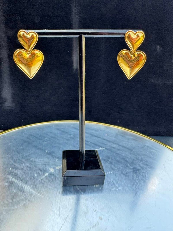 EARRINGS : HEARTS Gold Plated & Silver 925