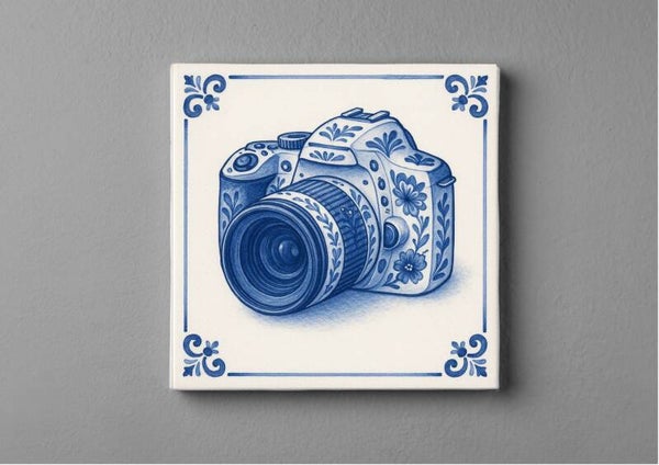 Delftsblauw Tegeltjes magneet 5 x 5 cm – Spiegelreflexcamera