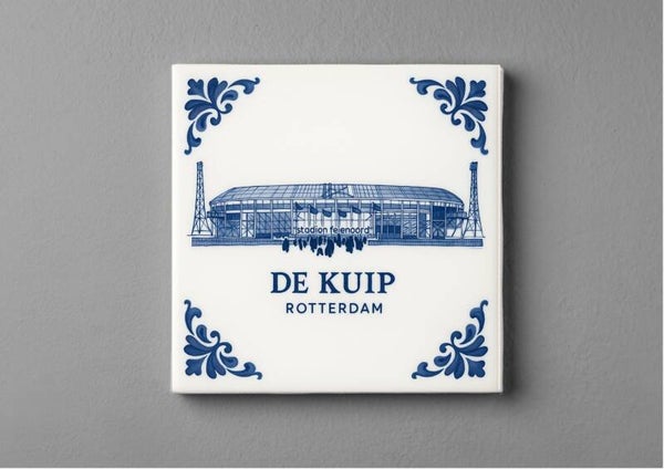 Delftsblauwe tegeltjes magneet 5 x 5 cm van De Kuip – Rotterdam