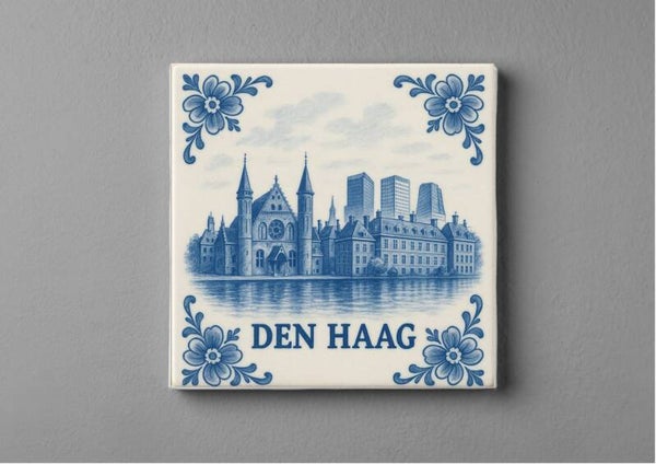 Delftsblauwe tegeltjes magneet 5 x 5 cm - Den Haag