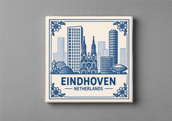 Eindhoven in Delfts Blauw magneet 5 x 5 cm