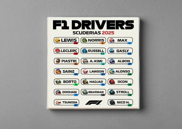 F1 DRIVERS 2025 Tegeltje