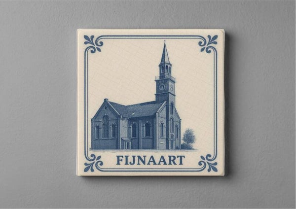 Delftsblauw Tegeltjes magneet 5 x 5 cm – Hervormde Kerk Fijnaart