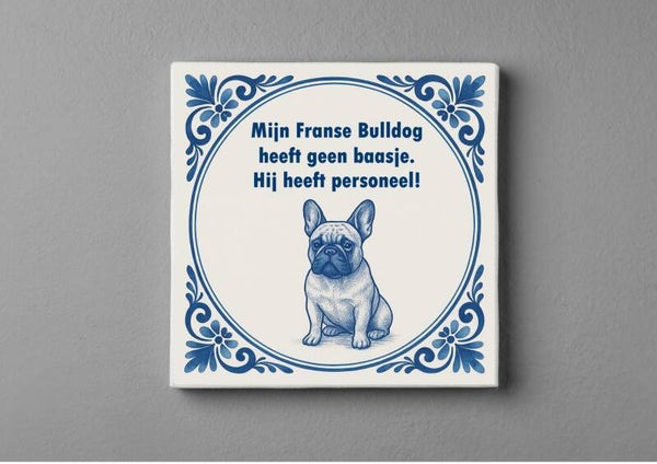 Delftsblauw Tegeltjes magneet 5x5 cm - Franse Bulldog