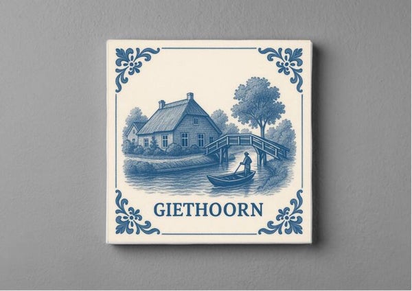 Delftsblauw tegeltjes magneet 5 x 5 cm - Giethoorn