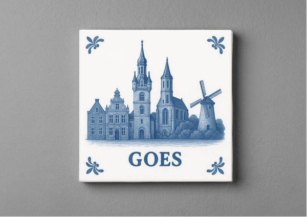 Delftsblauwe tegeltjes magneet 5 x 5 cm van Goes