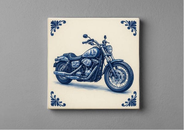 het Delftsblauwe Harley-tegeltje magneet 5 x 5 cm