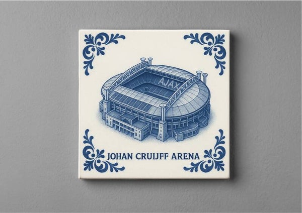 Delftsblauw tegeltjes magneet 5 x 5 cm - Johan Cruijff ArenA