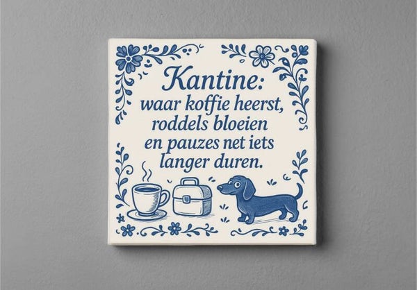 Delfsblauw tegeltje Kantine
