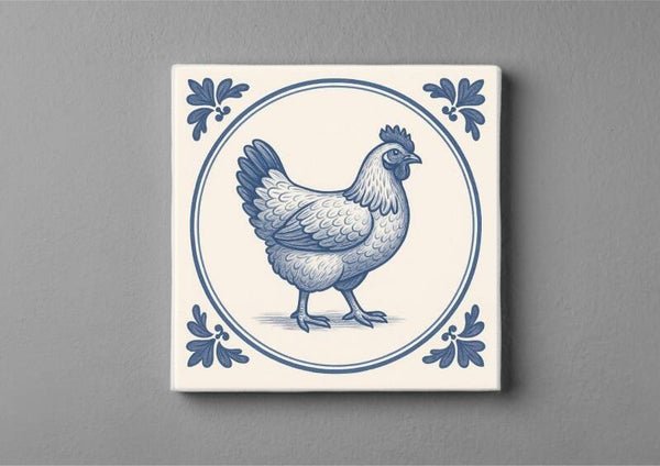 Delftsblauw tegeltjes magneet 5 x 5 cm met kip