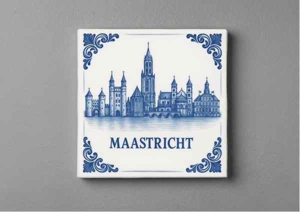 Maastricht in Delftsblauw magneet 5 x 5 cm