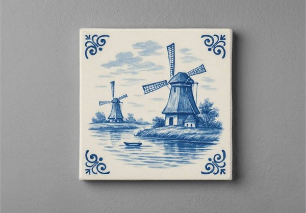 Tegeltje Oud-Hollandse Molens magneet 5 x 5 cm