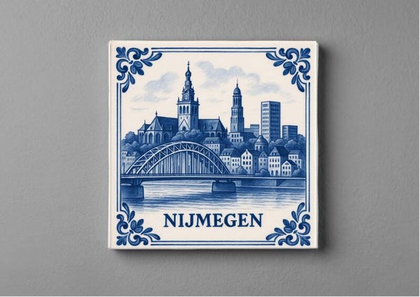 Delftsblauwe tegeltjes magneet 5 x 5 cm - Nijmegen