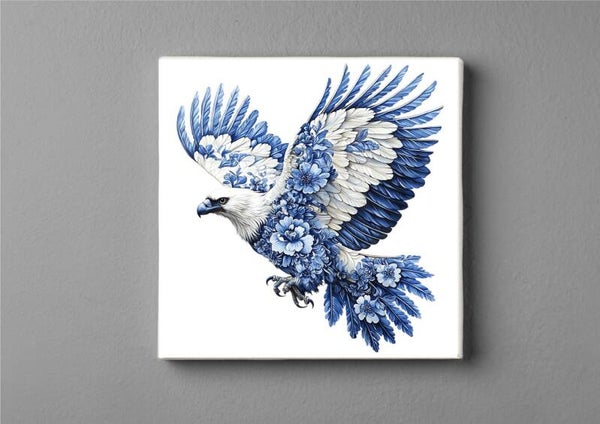 Delftsblauwe Zeearend magneet 5 x 5 cm– Majesteit van de lucht