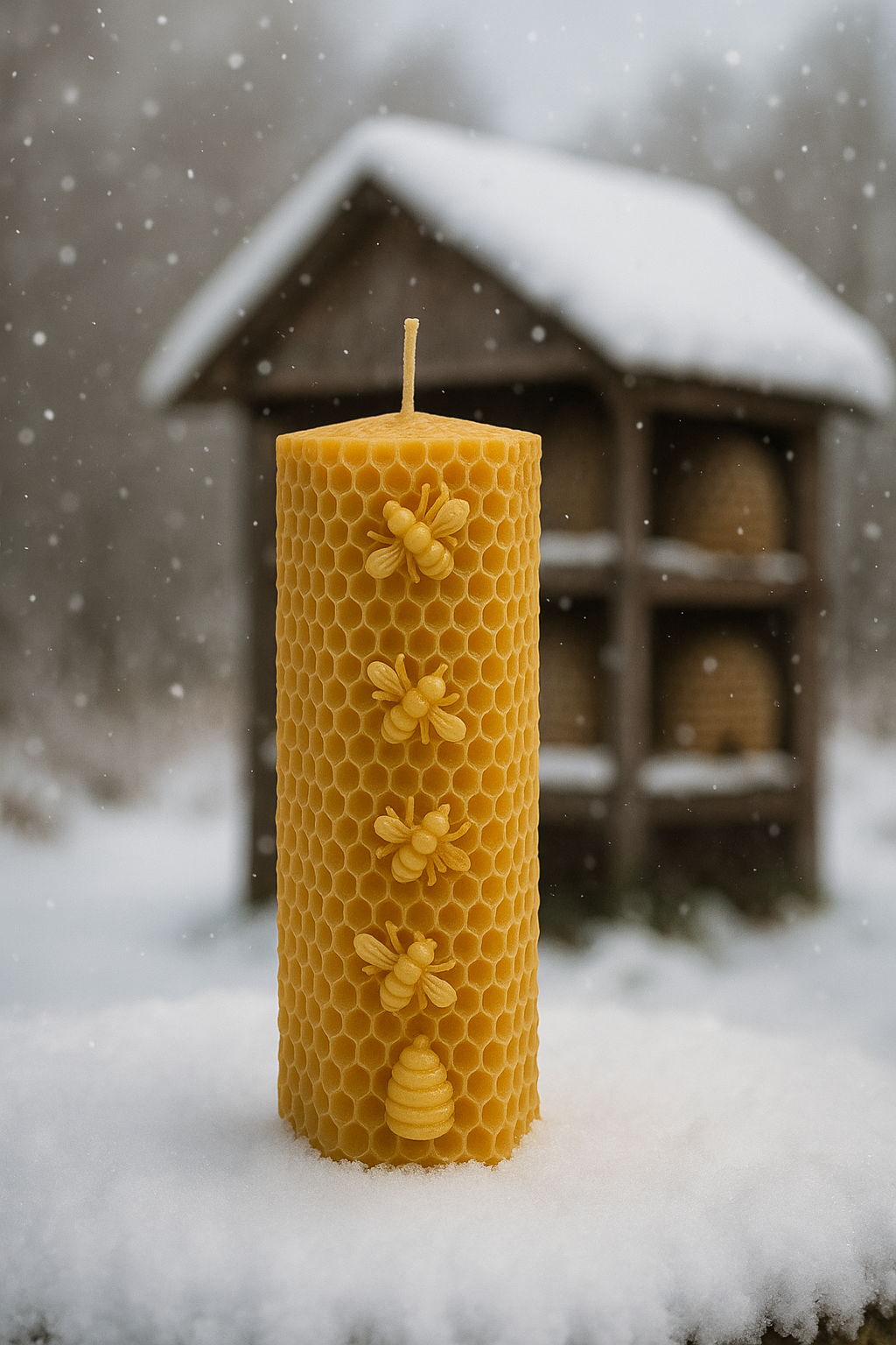 Hohe Sechskantkerze Wabe/Bienen