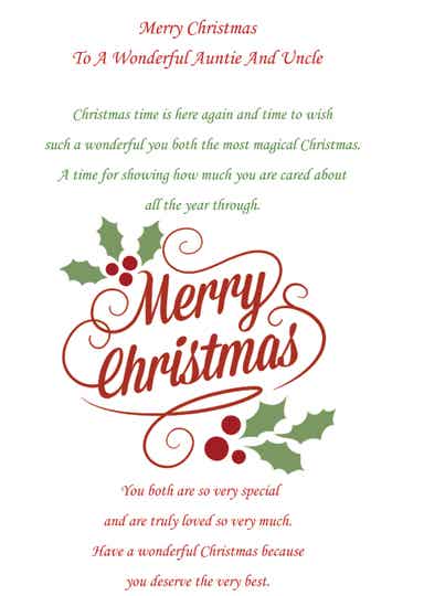 Auntie and Uncle Christmas Card