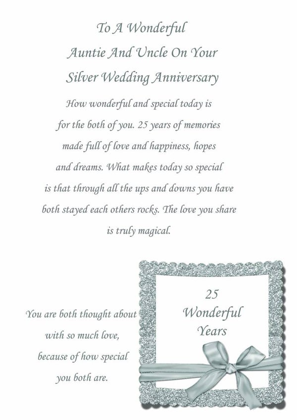 Auntie and Uncle Silver Anniversary Card