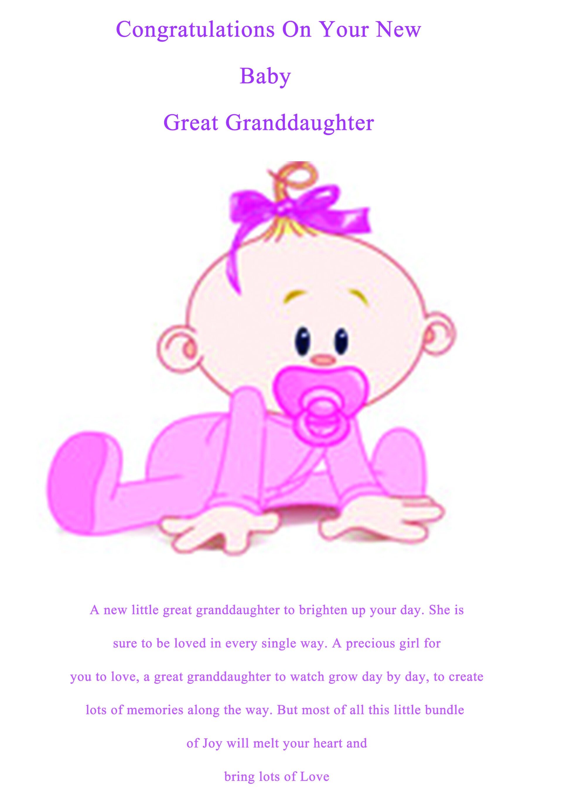 New Baby Great Granddaughter Card