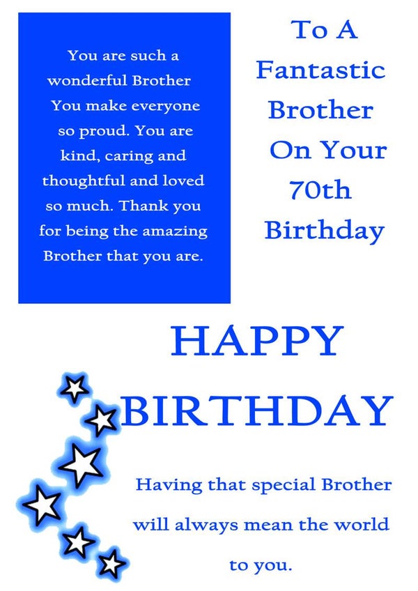 Brother 70th Birthday Card